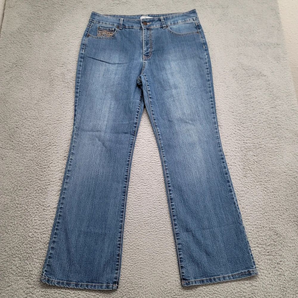 BandolinoBlu Jeans Womens 16 Blue‎ Denim Daria Slim Embroidered Medium Wash